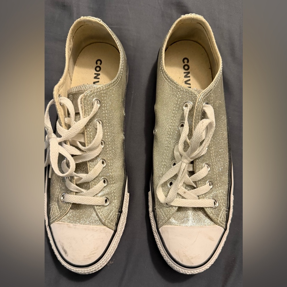 Converse Women's Glittery Silver Sneakers